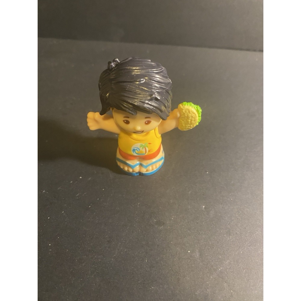 Fisher Price Little People Koby Figure In Yellow Palm Tree Shirt With Taco